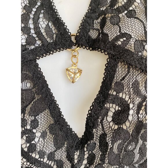 Feminine Sheer sensual lace Plus Size Black Halter Neck Slip Lingerie Dress 2XL - Picture 4 of 8